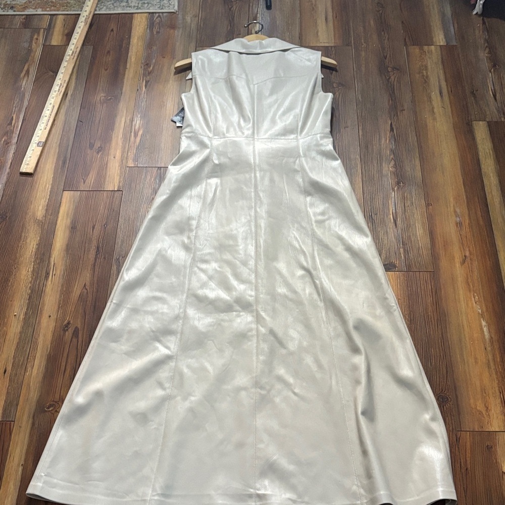 Nanushka Sharma sleeveless maxi dress in natural vegan leather size large NWT - Picture 11 of 11
